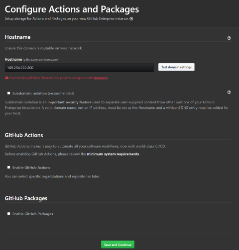 Github Enterprise Server First Setup